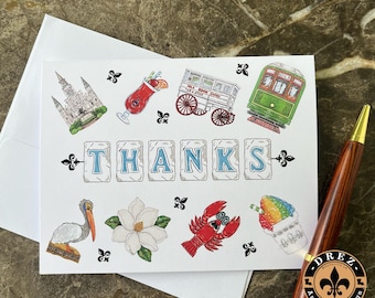 New Orleans Thank You Cards, Nola Icons, Pack of 8