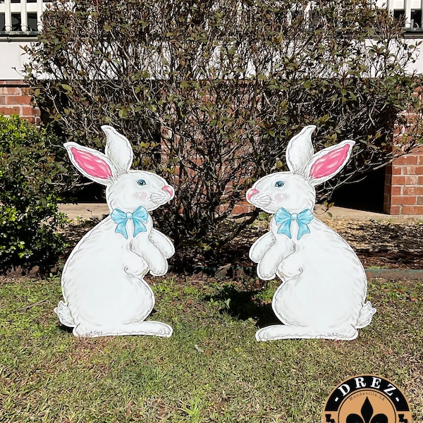 Easter, Rabbit Yard Stake, Garden Art, Bunny, Happy Easter, Cute Garden Art, Drez Artwork, Made in Louisiana, USA, Wholesale Available