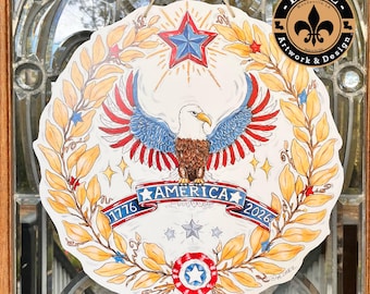 Patriotic Door Hanger, 4th of July, Summer Decor, Made in USA, Door Decor, Stars, Independence Day, 250 th Anniversary, America, Eagle