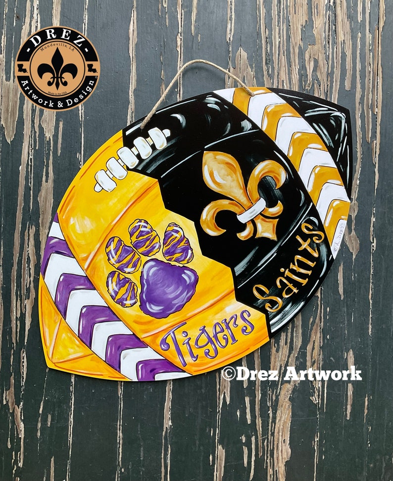 Saints Door Hanger Tigers Door Hanger Football New Orleans Etsy