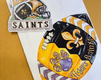 Louisiana Football Tea Towel, Ornament, Gift Package Combo, Nola, Louisiana, Christmas Gift, Christmas Ornament