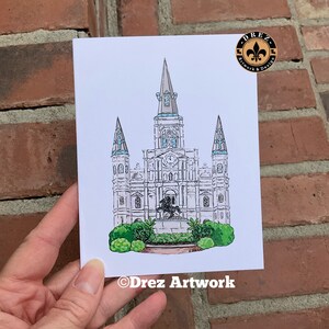 Cathedral Notecards, Nola, New Orleans, St Louis Cathedral, Church, Drez Artwork, Wholesale Available, Made in Louisiana, Notecards