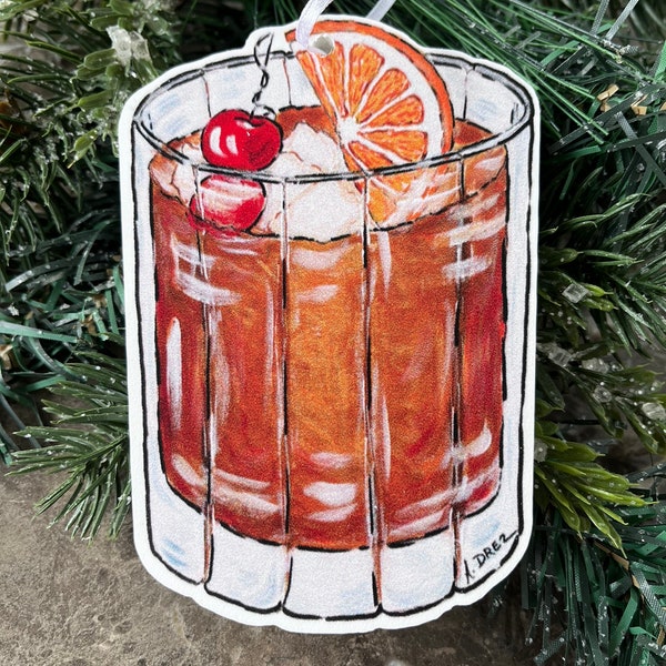 Old Fashion Ornament, Christmas Ornament, NOLA Art, Made in Louisiana, Wholesale Available, Holiday, Cocktail