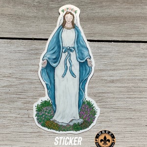 Blessed Mother Waterproof Sticker, Catholic Decal by Drez Artwork