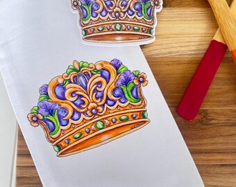 Mardi Gras Crown Tea Towel Gift Set, Ornament, Gift Package Combo, King Cake, Christmas Gift, Teacher