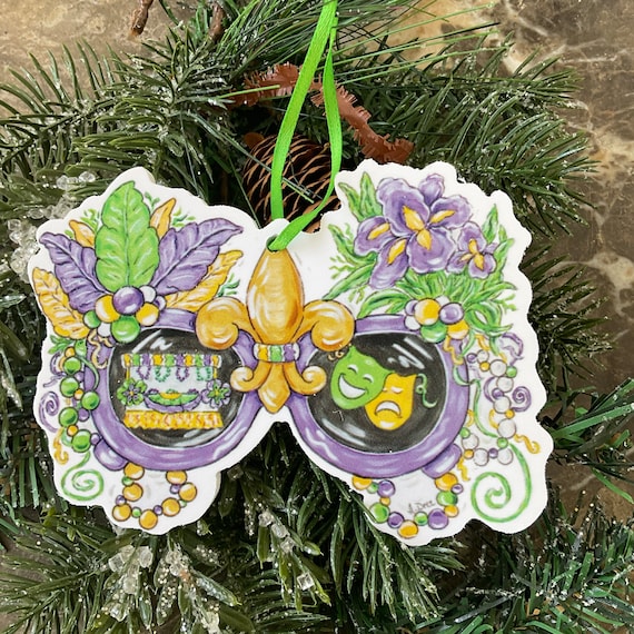 Mardi Gras Ornament, Christmas, New Orleans, Parade, Iris, Fleur