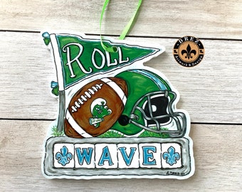 Roll Wave Ornament, Christmas, Ornament, NOLA, New Orleans, Louisiana, Made in Louisiana, Sports, Tulane