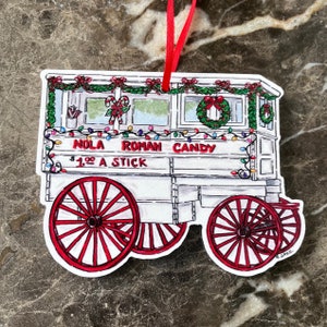 New Orleans Ornament, Roman Candy Cart, NOLA, Christmas Ornament