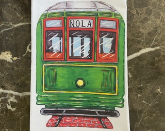 New Orleans Streetcar Cotton Tea Towel, NOLA Icon