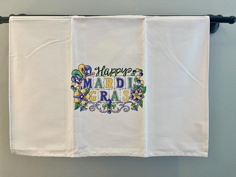 DrezArtworkAndDesign Mardi Gras Kitchen Towel