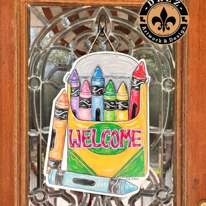 Crayon Box Door Hanger, Teacher Gift, Back to School Decor, Made in USA