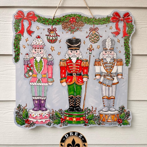 Nutcracker Door Hanger, Christmas, Holiday, Ballet, Door Decor, NOLA, New Orleans, Made in Louisiana, Wholesale Available, Drez Artwork