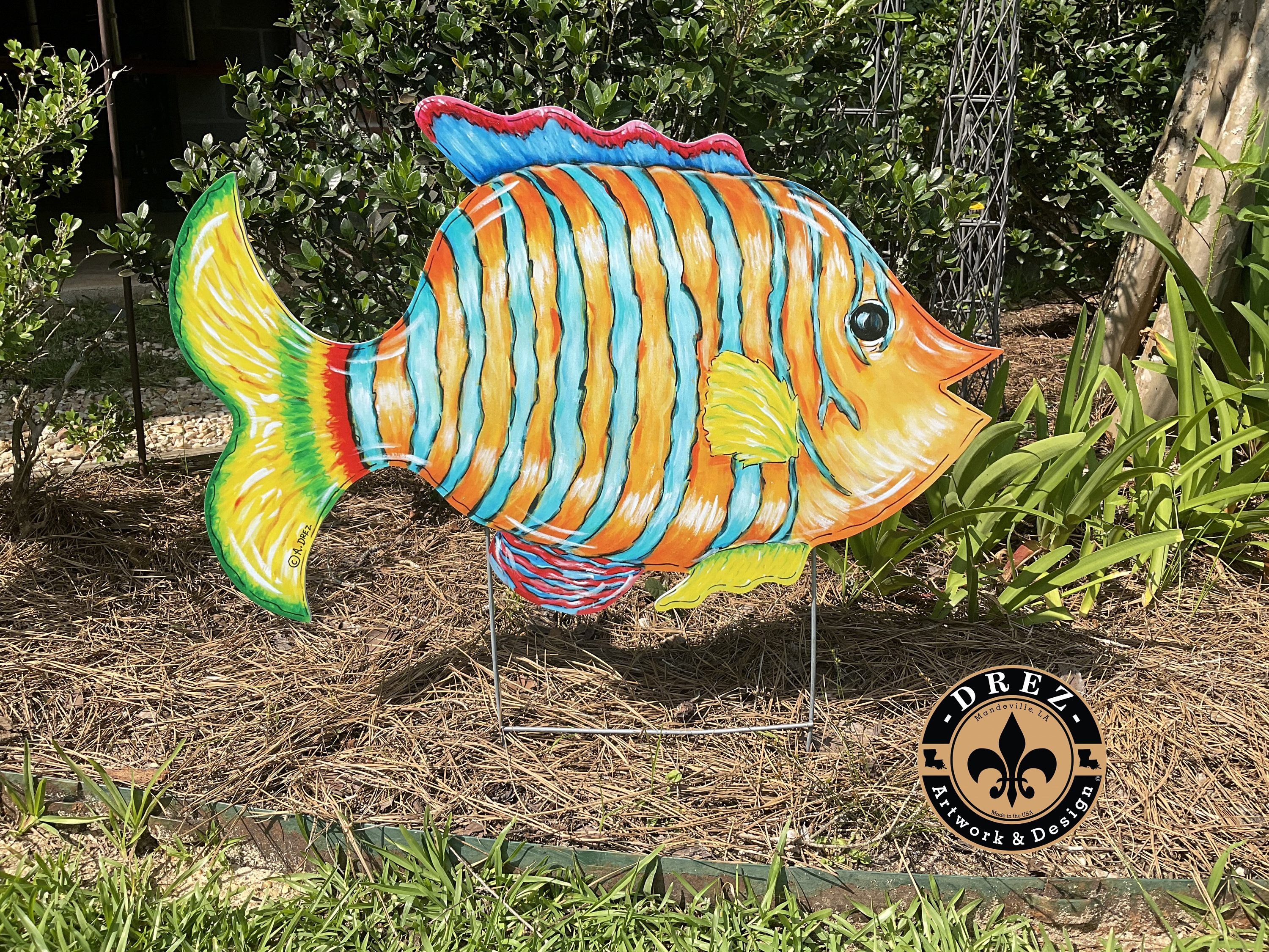 Tropical Fish Yard Stake, Garden Decor, Pool Decor, Beach House,Coastal, Beach Art, Sea Life, New Orleans,Made in Louisiana, Wholesale Avail