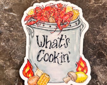 Crawfish Sticker, Louisiana Seafood, Decal for Laptop, Tumbler, Planner, Bumper, Vinyl, Waterproof, Drez Artwork, Made in USA,