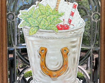 Mint Julep, Kentucky Derby, Door Hanger, Horse Racing, Horseshoe, Cocktail, Wholesale Available, Drez Artwork