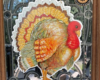 Turkey Door Hanger, Fall, Thanksgiving, Door Decor, Happy Fall, Drez Artwork, Wholesale Available, Louisiana, PVC, Waterproof