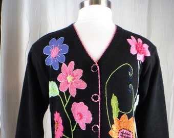 Storybook Knits, Flower Sweater, Floral, (Size: Women's 1X) Garden Club, Flower Club, Greenhouse Sweater, Flower Show
