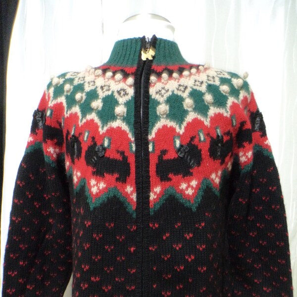 Vintage Fair Isle Sweater, Scottie Dog Sweater, (Size: Women's Small, Medium?) Xmas, Nordic Design, Talbots Sweater, Scottie Dog Xmas