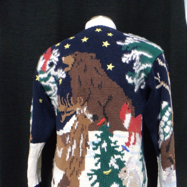 Vintage Wildlife Sweater, Ugly Christmas Sweater (Women's Medium/Large/XL?)  Nature Lover's Xmas,