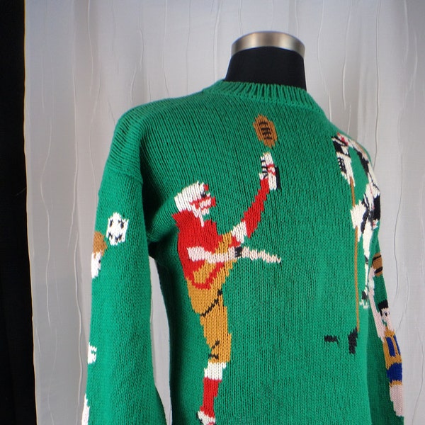 Vintage All Sports Sweater, Belle Pointe, 80s, 90s Sweater (Size: Women's Medium?), Football, Hockey, Basketball, Soccer, LaCrosse, Baseball