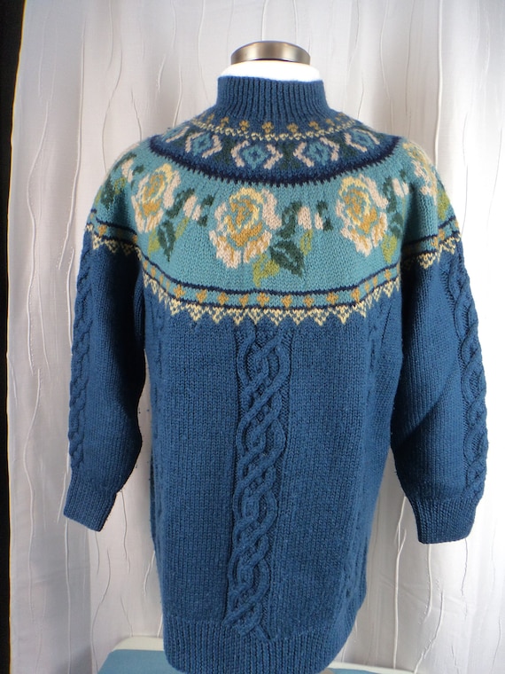 Vintage Floral Wool Sweater, Laura Ashley, 1980s, 