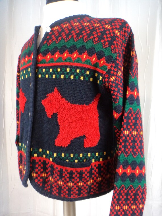 Scottie Dog Sweater, Classic Scottish Tartan Cardigan… Gem