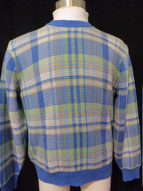 Vintage 90s Sweater, Golf Sweater, Plaid,  (Size: 