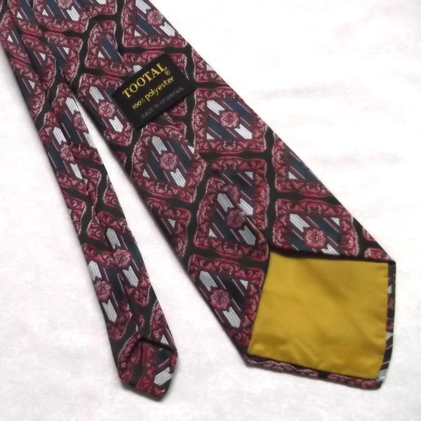 Tootal Neck Tie Mens Necktie Vintage Retro 1960s 1970s Navy Blue Dark Red