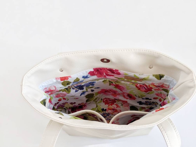 Neutral Tote Bag Off-White Shoulder Bag Large White Purse Beige Travel Bag Off-White Work Bag Cream Tote Bag Small Tote Bag Brown