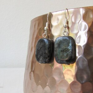 Labradorite earrings, grey semi precious gemstone dangle earrings, sterling silver earrings, lightweight earrings, handmade in the UK