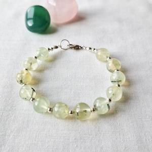 Green prehnite bracelet - crystal healing gemstone bracelet - handmade in the UK