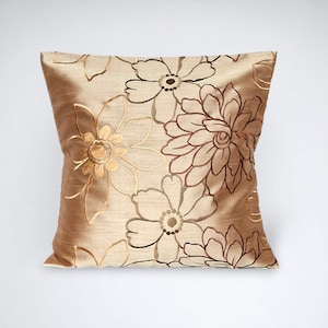 Gold embroidered cushion cover, Prestigious textiles luxury throw pillow cover, modern scatter cushion, gold home decor, handmade in the UK
