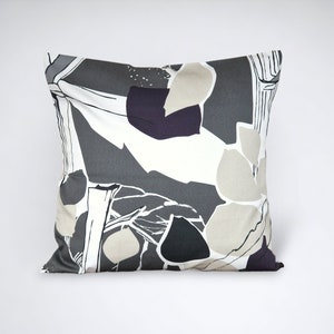 Grey and purple cushion cover Ikea Janette cushion abstract floral throw pillow cover handmade in the UK image 1