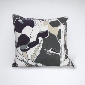 Grey and purple cushion cover Ikea Janette cushion abstract floral throw pillow cover handmade in the UK image 2