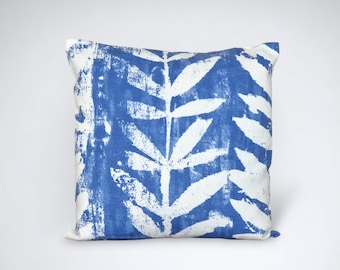 Blue cotton cushion cover | Prestigious Textiles Morella in Azure, country farmhouse home decor gift for home, Handmade in the UK