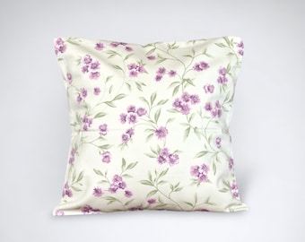 Purple floral cushion cover - cottagecore home decor gift for home - handmade in the UK