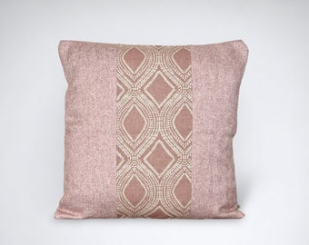 Pink patterned throw pillow - small modern pink cushion cover - handmade in the UK