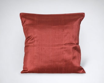 Rust red raw silk cushion cover | Prestigious Textiles Jaipur in Dark Rose, silk throw pillow cover, Handmade in the UK