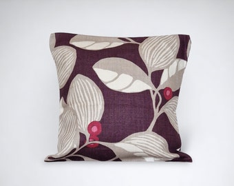 Paarse en beige kussenhoes, luxe decoratief romo-kussen, designer sierkussen, gothic dark academia home decor, handgemaakt in het Verenigd Koninkrijk