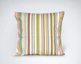Bright striped cushion cover - colourful throw pillow cover - handmade in the UK