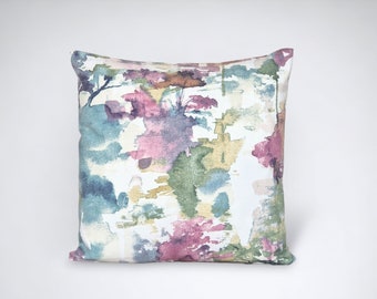 Watercolour cushion cover | Prestigious Textiles Al Fresco in Jewel, country farmhouse home decor gift for home, Handmade in the UK