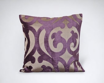 Purple velvet cushion cover | Clarke & Clarke Vivaldi fabric, purple home decor gift for home, handmade in the UK