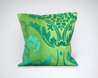 Bright green cushion cover - Designers Guild cushion, Kashgar in Jade | Modern green home decor gift for home - Handmade in the UK