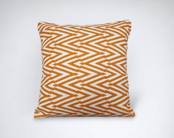 Orange chevron cushion cover | Sarah Waterhouse Bolt in Orange, throw pillow cover, Handmade in the UK