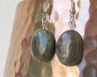 Brown agate earrings - semi precious gemstone dangle earrings - lightweight sterling silver earrings - handmade in the UK