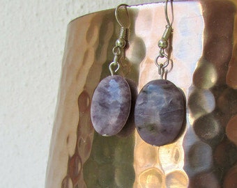 Amethyst and silver earrings - semi precious gemstone dangle earrings - lightweight sterling silver earrings - handmade in the UK