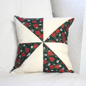 Christmas patchwork cushion - christmas pillow cover - seasonal cushion cover - green christmas decor - holiday cushion - xmas decor