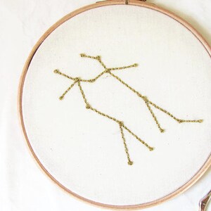 Gemini star sign hand embroidery hoop art zodiac constellation gift for gemini or June birthday image 5