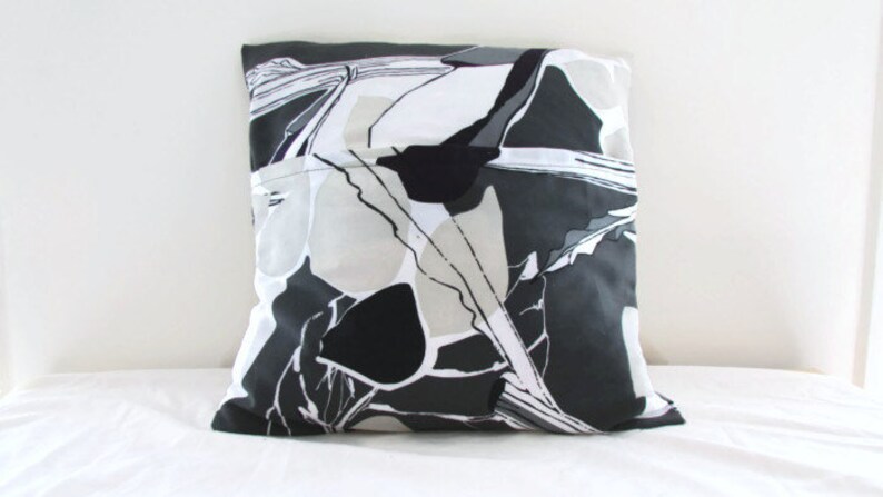 Grey and purple cushion cover Ikea Janette cushion abstract floral throw pillow cover handmade in the UK image 8