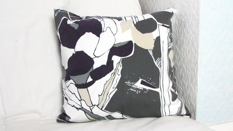 Grey and purple cushion cover Ikea Janette cushion abstract floral throw pillow cover handmade in the UK image 6